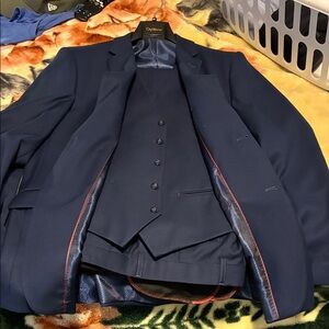 OppoSuits Dark Blue Three-Piece Suit